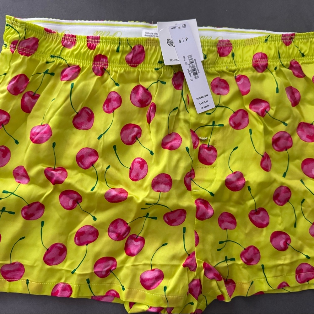 PINK Victoria's Secret Yellow Cherry Print Shorts
